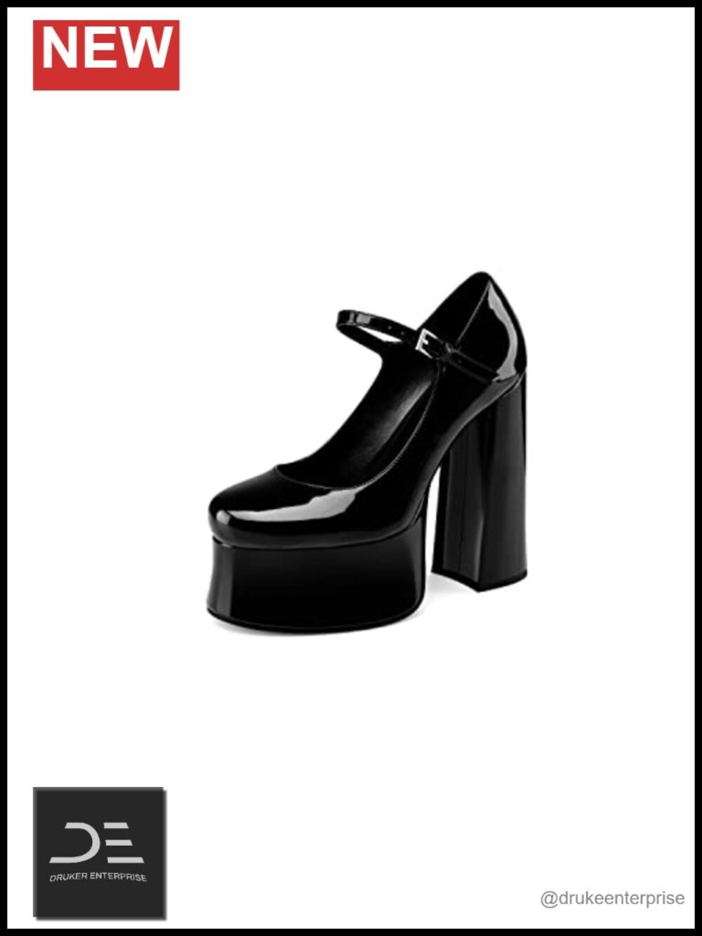 Women's Mary Jane Platform Heels Black Close Toe Chunky Block Pumps